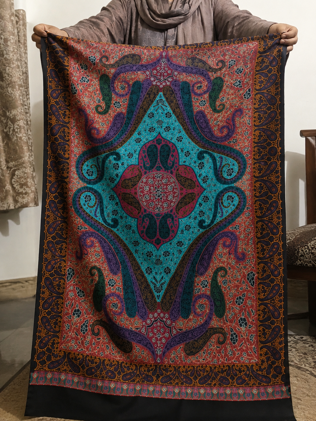 Kashmiri Pashmina Shawl - Kalamkari Art