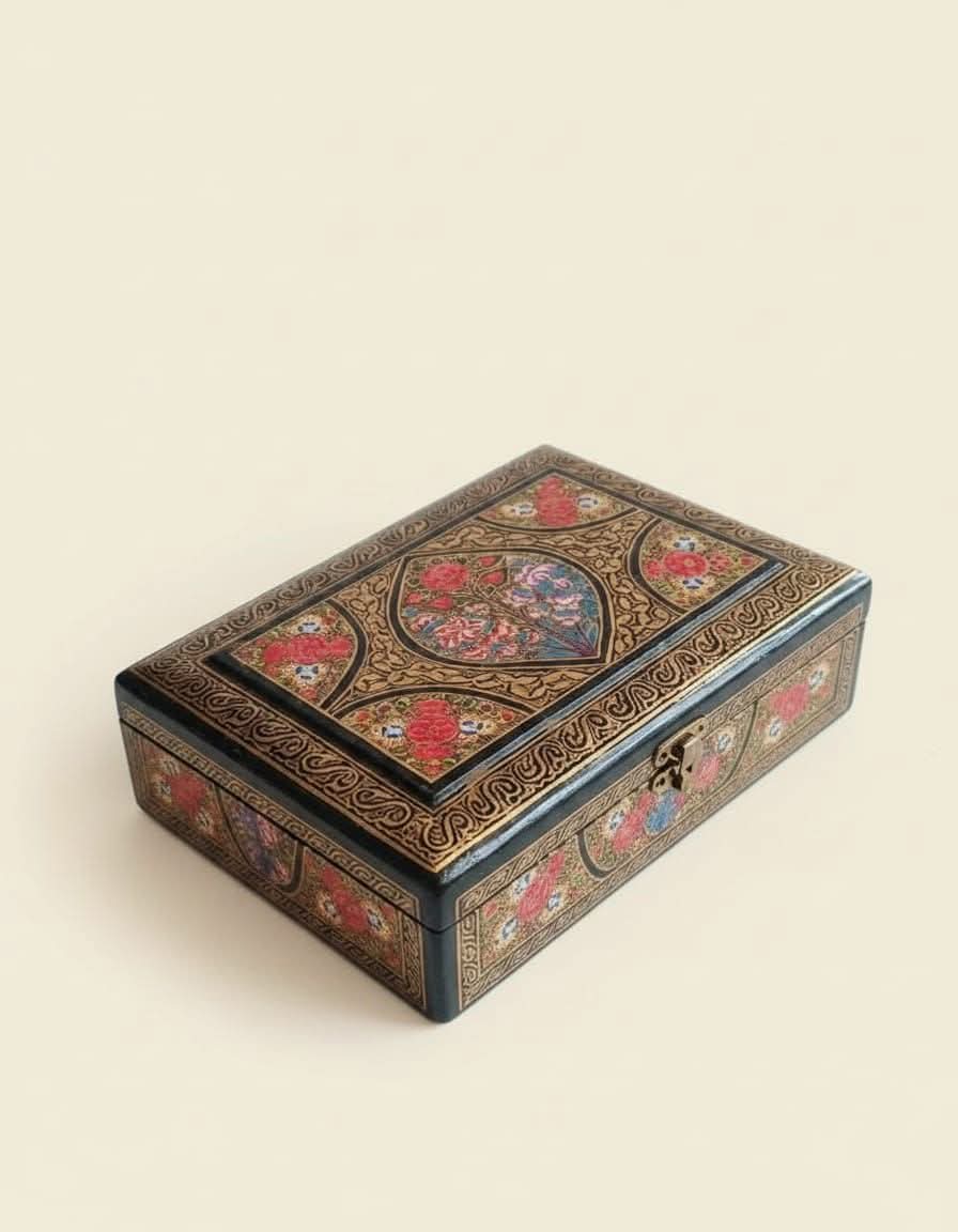 Hand-Painted Papier-Mâché Jewelry Box