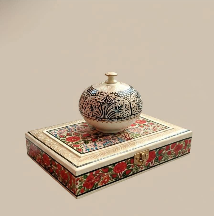 Hand-Painted Papier-Mâché Jewelry Box