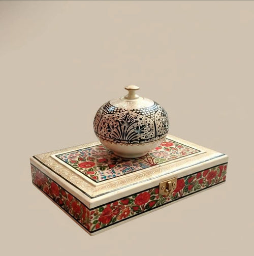 Hand-Painted Papier-Mâché Jewelry Box